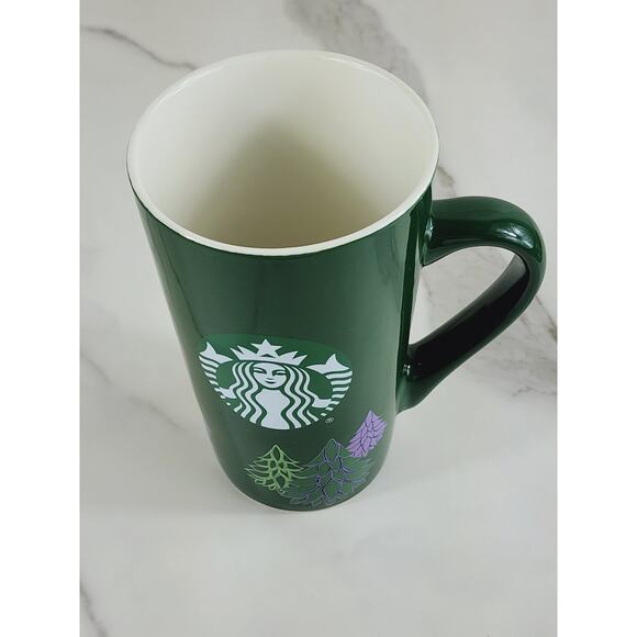 Starbucks Tall Coffee Mug Mermaid Logo 16oz Holiday 2020 Green Tree 6" Christmas - Picture 10 of 13